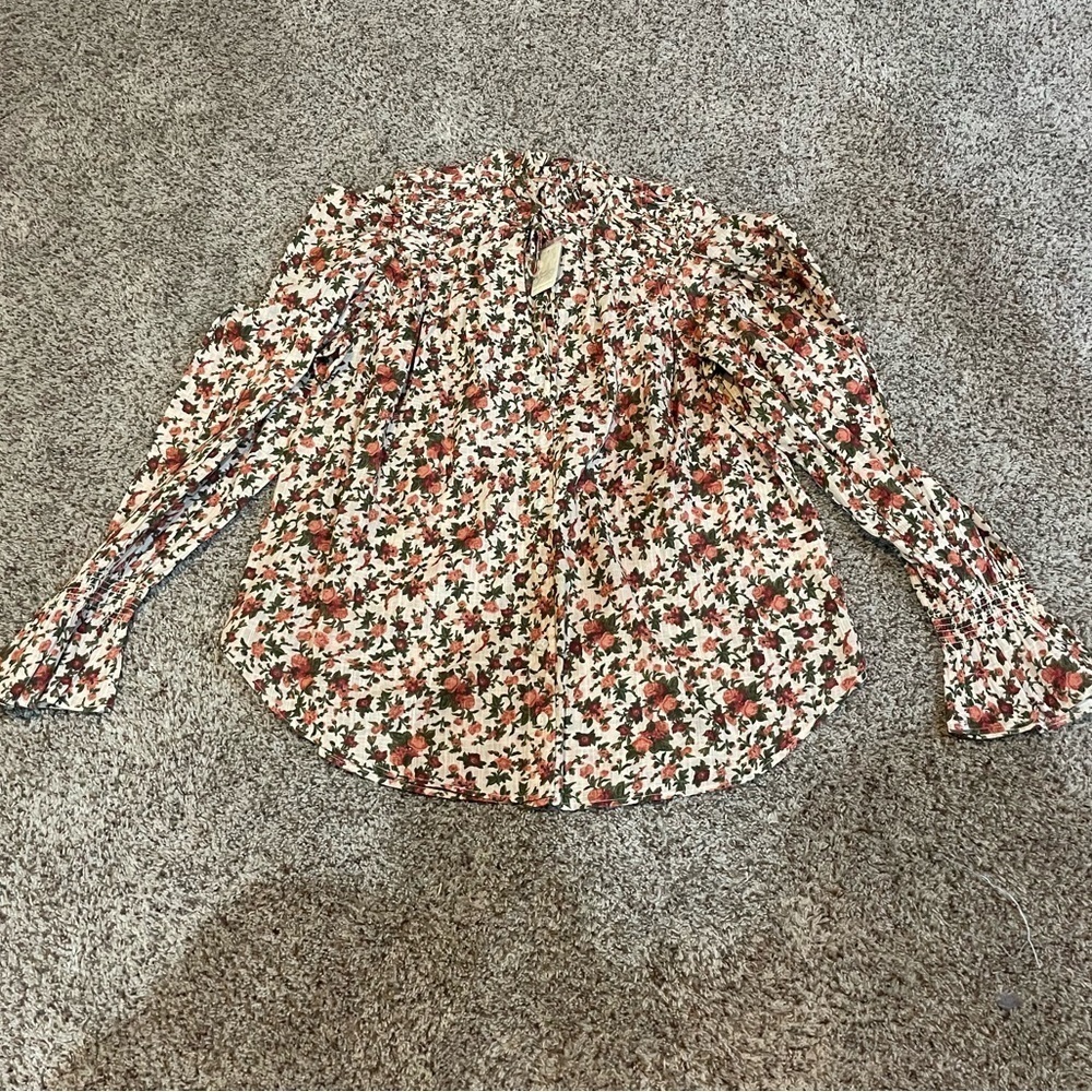 New with Tags Free People Long Sleeve Floral Shirt Size Medium